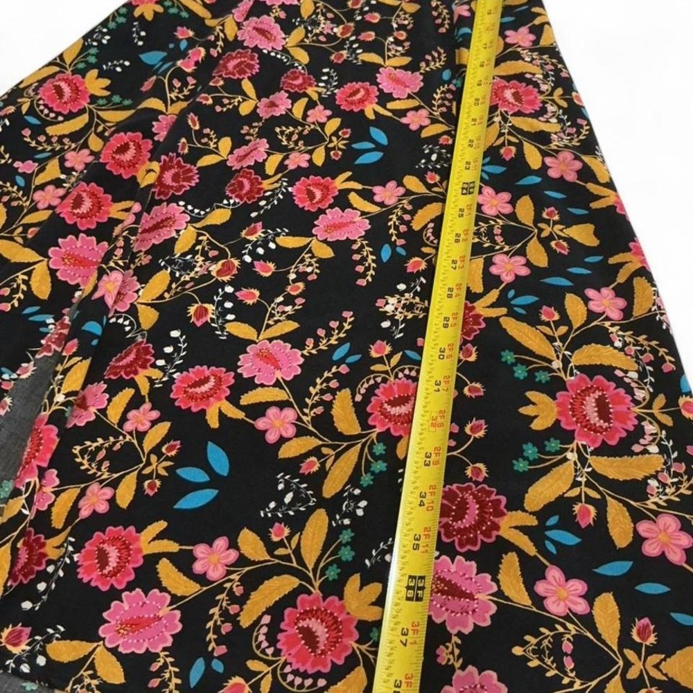 Express Floral Midi Dress Womens XS Black Pink Excellent Front Slit Sundress - Picture 7 of 8